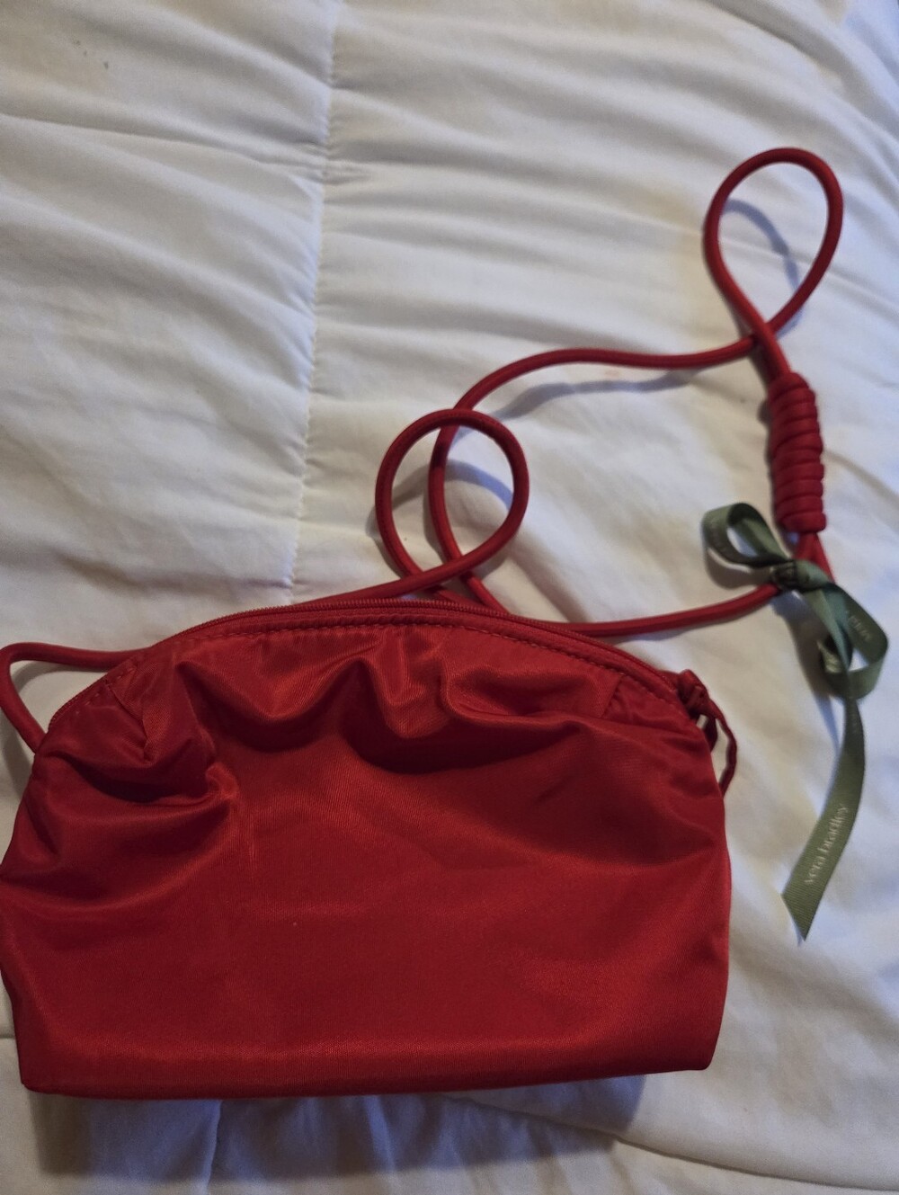 Satin Red Women's Crossbody Bag with Adjustable Strap